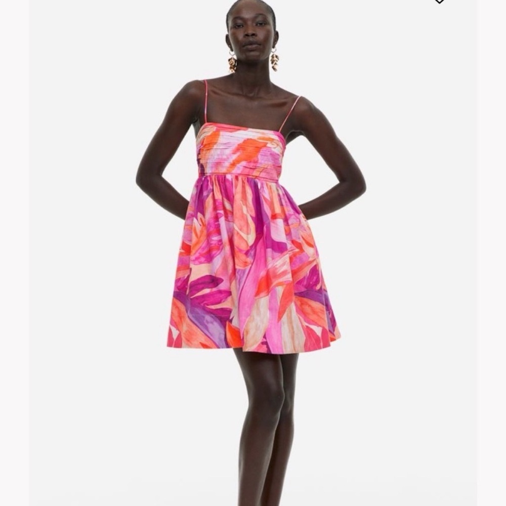 H&M Pink & Purple Floral Print Mini Dress